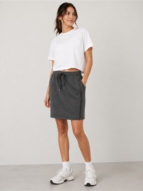 Lululemon Start Anew Skirt Charcoal Grey Drawstring Athleisure Mini Casual